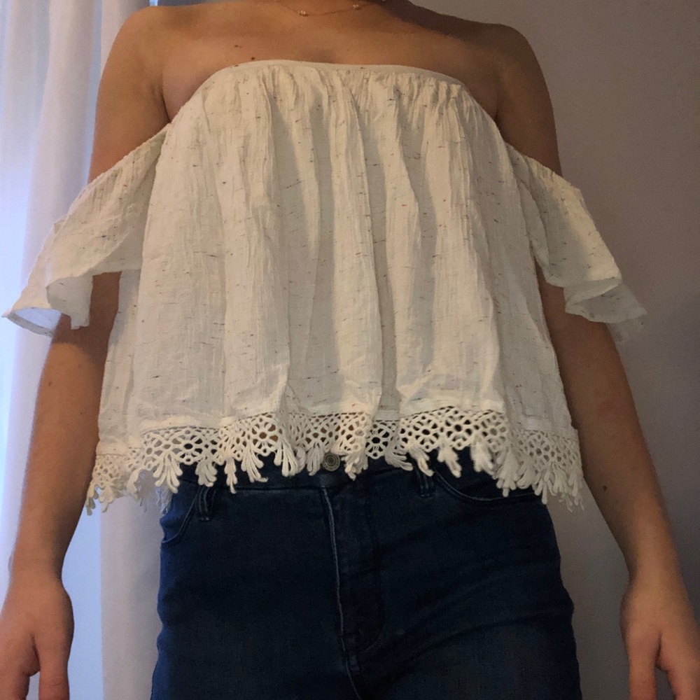 Tularosa off the shoulder white open back top